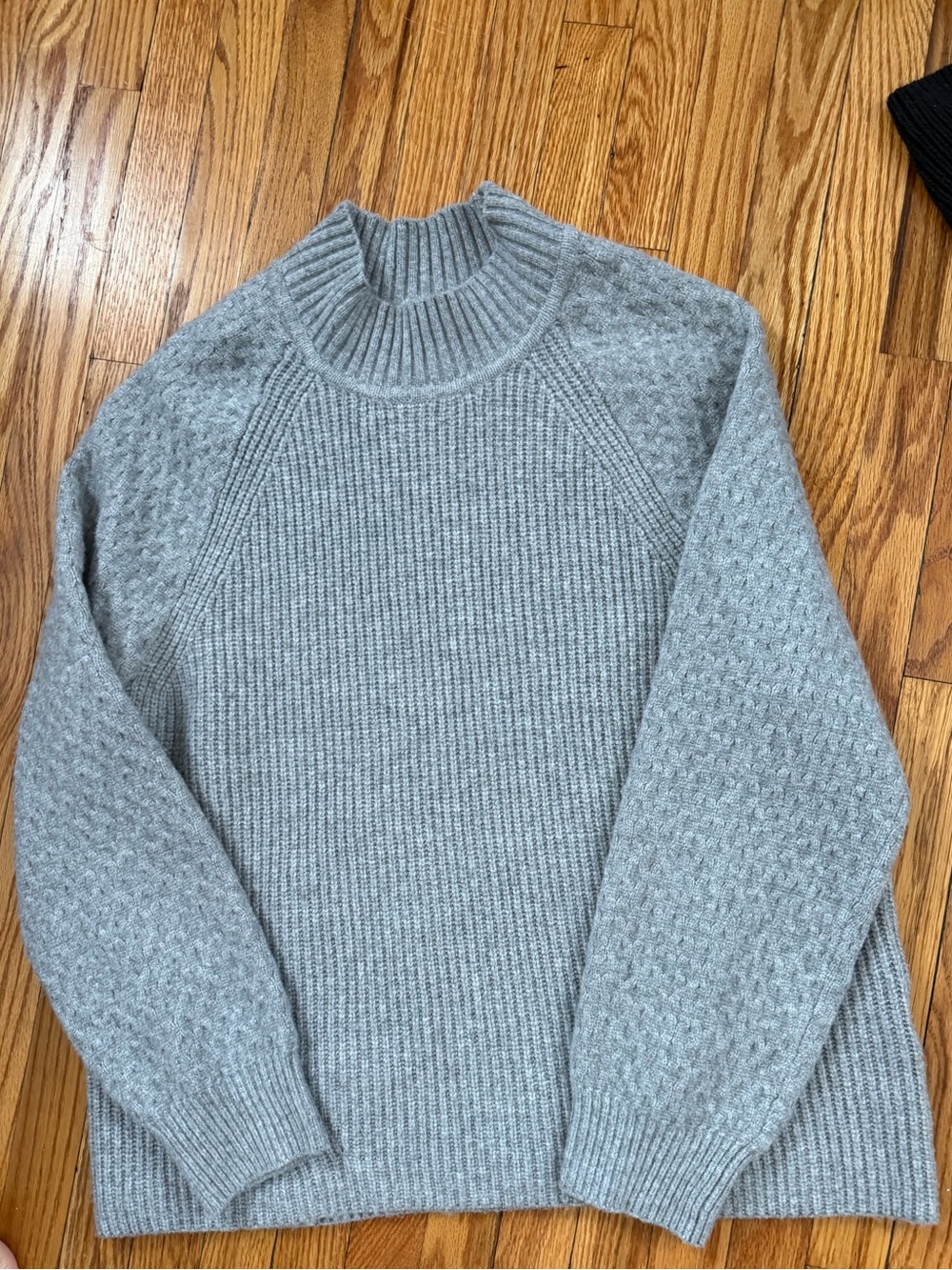Calvin Klein Light Grey Mock Neck Textured Knit Sweater